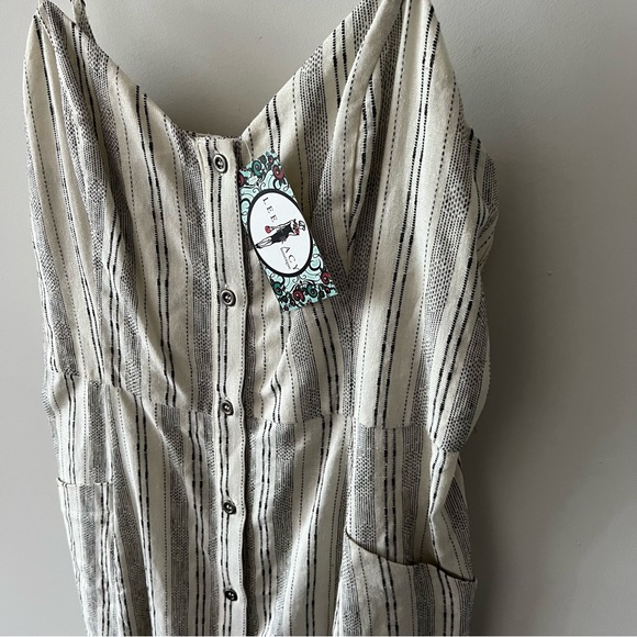 NWT Lee Tracy Boutique Button Up Linen Cotton Mini Dress R - Picture 9 of 14